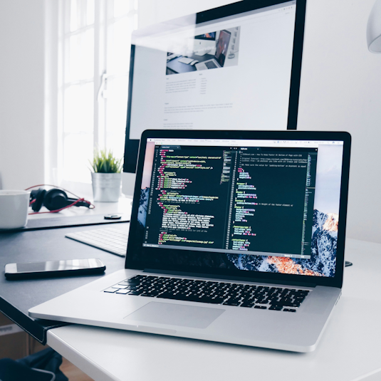 Picture of a MacBook on a table